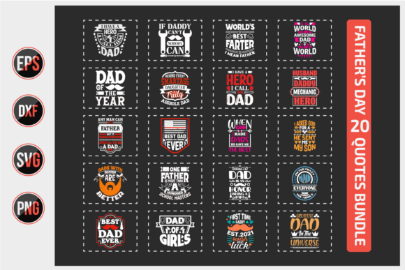 Fathers Day Quotes Bundle: Graphics & Print Templates