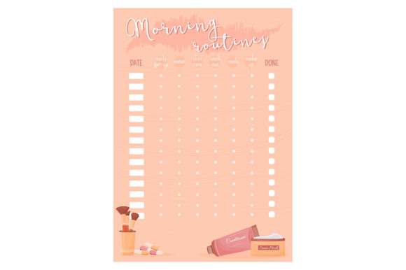 Morning Routines Creative Planner Page Graphics & Graphic Templates