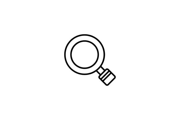 School Icon Magnifying Glass Line Black Graphics & Icons
