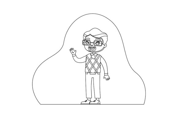 Teacher Man Vector Line Style Graphics & Illustrations