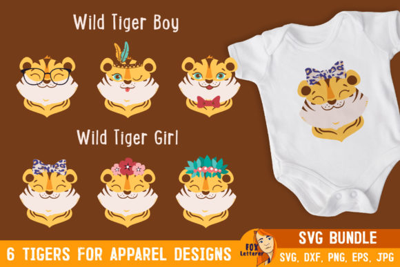 Tiger Boys and Girls: Head Animals Graphics